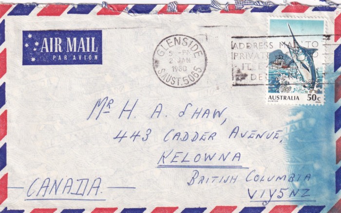 FILATELIE TEMATICA - PLIC AUSTRALIA TEMATICA PESTI AIRMAIL