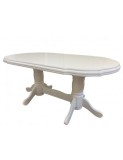 Masa living extensibila SB Nork, MDF Furniruit, structura lemn masiv, 8 persoane, 198-160x90x74 cm, alb