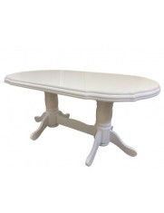 Masa living extensibila SB Nork, MDF Furniruit, structura lemn masiv, 8 persoane, 198-160x90x74 cm, alb