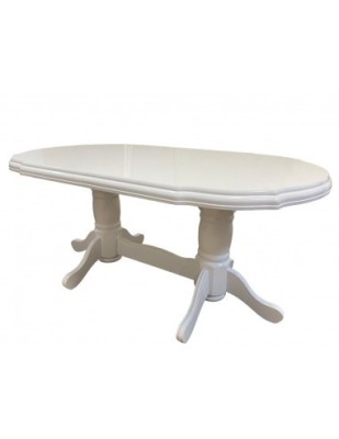 Masa living extensibila SB Nork, MDF Furniruit, structura lemn masiv, 8 persoane, 198-160x90x74 cm, alb foto