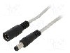 Cablu alimentare DC, DC 5,5/2,1 mufa, DC 5,5/2,1 soclu, transparent, 3m, BQ CABLE - DC.EXT.8200.0300