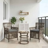 vidaXL Scaun pentru exterior 2 pcs Gri și gri &icirc;nchis poliratan 42026687