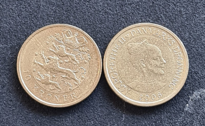 Danemarca 10 kroner coroane 2006 foto