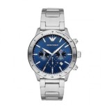 Emporio Armani AR11306, Mario Ceas Barbatesc 43mm Cronograf Cu Baterie Cu Brățară Metalică Argintie