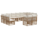 vidaXL Set de canapele de exterior cu pernă 12 pcs Alb Natural și Crem 3437590