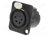 Conector XLR mamă PIN 4 cu buton NEUTRIK - drept - lipire neagră