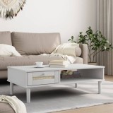 Cumpara ieftin Masă de cafea SENJA aspect ratan alb 100x55x33 cm lemn masiv