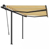 Cumpara ieftin Copertina retractabila automat cu stalpi, galben &amp; alb, 3x2,5 m