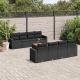 Cumpara ieftin Gossi set mobilier de gradina cu perne, 9 piese, negru, poliratan