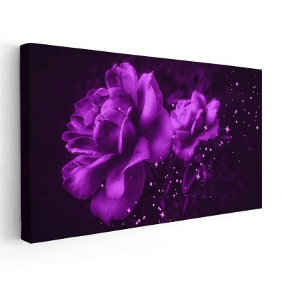 Tablou flori trandafiri mov 1788 Tablou canvas pe panza CU RAMA 30x60 cm foto