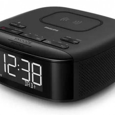 Radio cu ceas Philips TAR7705/10, Bluetooth, DAB+, incarcator wireless pentru telefon (Negru)