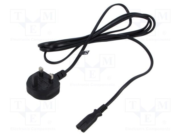 Cablu POS 2x0,75mm2 BS 1363 (G) mufă IEC C7 mamă PVC 3m negru