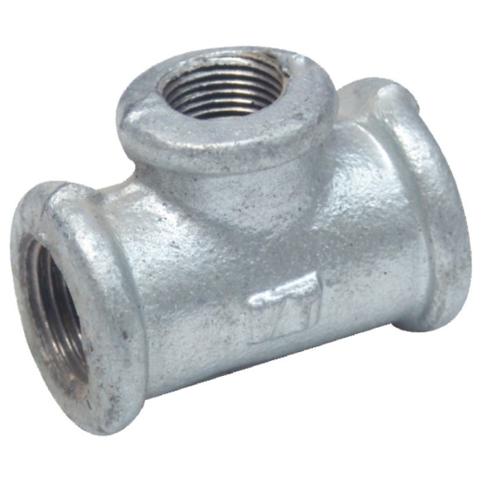 Teu redus din zinc pentru apa, 1&quot;1/4 x 1/2&quot;