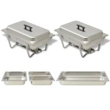 Cumpara ieftin Set vase &icirc;ncălzire m&acirc;ncare, 2 piese, oțel inoxidabil