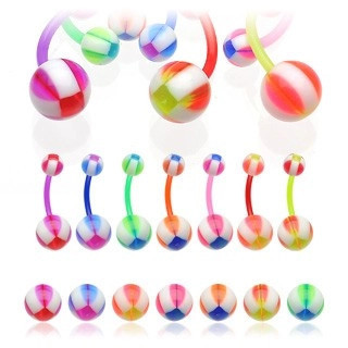 Piercing pentru buric &amp;ndash; bilă multicoloră - Culoare Piercing: Roz foto