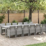 Set masă grădină vidaXL 13 Piese cu perne Ratan gri deschis, Masă grădină vidaXL gri deschis 200x100x73 cm Poliratan, Masă grădină vidaXL gri deschis