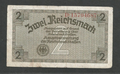 GERMANIA NAZISTA 2 MARCI REICHSMARK 1940 [12] P- 137b , 8 cifre , Litera D foto