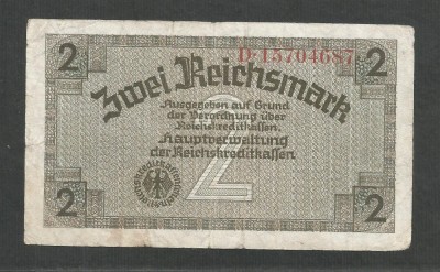 GERMANIA NAZISTA 2 MARCI REICHSMARK 1940 [12] P- 137b , 8 cifre , Litera D foto