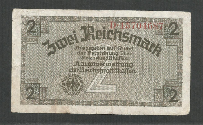 GERMANIA NAZISTA 2 MARCI REICHSMARK 1940 [12] P- 137b , 8 cifre , Litera D