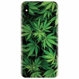 Husa silicon pentru Apple Iphone XS, Green Leaf Pattern