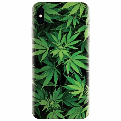 Husa silicon pentru Apple Iphone XS Max, Green Leaf Pattern foto