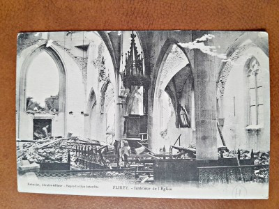 Carte postala, Flirey, interieur de lEglise, 1916 foto