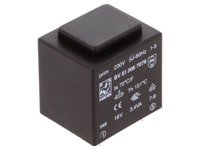 Transformator &icirc;ncapsulat 3,4VA 230V 18V