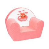 Cumpara ieftin Fotoliu din burete pentru copii, cu imprimeu vulpe, New Baby, somon, Baby Mix
