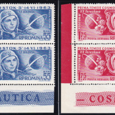 ROMANIA 1963 LP 563 COSMONAUTICA VOSTOK 5 SI 6 BLOCURI DE 4 TIMBRE MNH