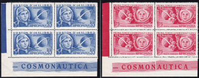 ROMANIA 1963 LP 563 COSMONAUTICA VOSTOK 5 SI 6 BLOCURI DE 4 TIMBRE MNH foto