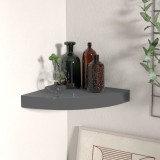 Gossi raft coltar de perete, gri extralucios, 25x25x3,8 cm, mdf
