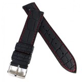 Curea Ceas Silicon Premium &ndash; Neagră cu Cusătură Roşie (20mm, 22mm, 24mm)
