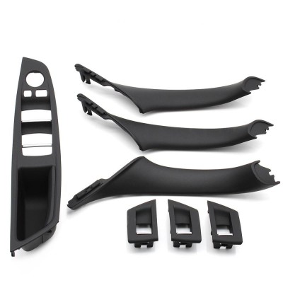 Set 4 manere + 3 ornamente usi interioare, potrivite BMW Seria 5 F10 F11 - Negru foto