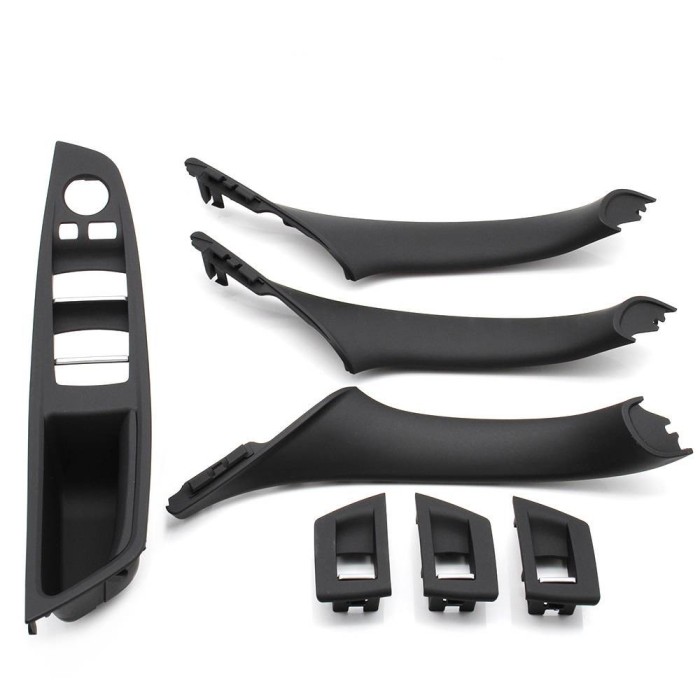 Set 4 manere + 3 ornamente usi interioare, potrivite BMW Seria 5 F10 F11 - Negru