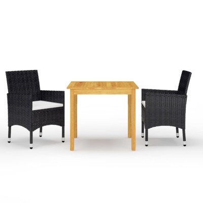 vidaXL Set mobilier de grădină cu perne, 3 piese, negru foto