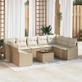 Cumpara ieftin Set de canapele pentru grădină cu pernă 10 pcs Bej Rattan poli