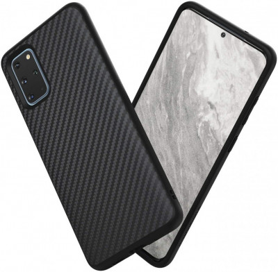 Husa pentru Samsung Galaxy S20, Perfect Fit, cu insertii de carbon, negru, NOU foto