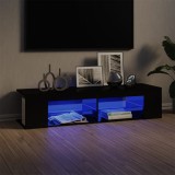 Cumpara ieftin Comodă TV cu lumini LED, negru extralucios, 135x39x30 cm