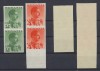 Romania 1934 Carol II uzuale fara inscriptia Posta perechi rarisime nedantelate doua valori nelistate in CMPR 1974, MNH, Istorie, Nestampilat