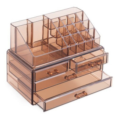 Organizator pentru cosmetice cu sertare Navaris, Maro transparent, 54656.05 foto