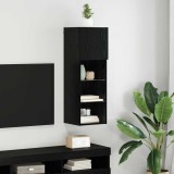 vidaXL Sistem de TV montat pe perete Stejar Negru 30,5 x 30 x 90 cm 882952