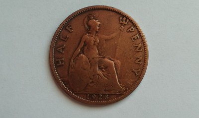 C50 - Moneda foarte veche - Anglia - Half penny - 1928 foto