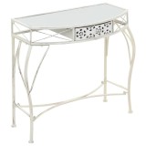 Cumpara ieftin Masa laterala stil frantuzesc, alb, 82 x 39 x 76 cm, metal