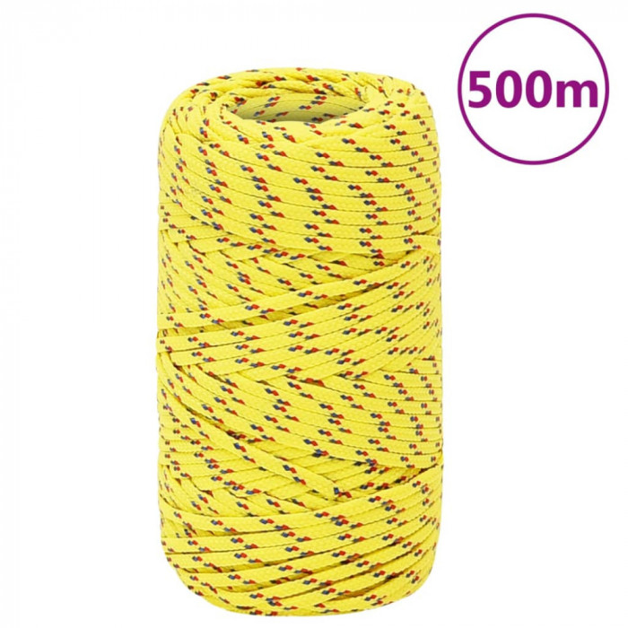 Fr&acirc;nghie de barcă, galben, 2 mm, 500 m, polipropilenă
