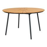 Cumpara ieftin Masă de grădină Cleveland, lemn de tec, natural, cu picioare negre, 130x74 cm