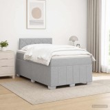 Cumpara ieftin Pat boxspring cu saltea Gri deschis 120 x 190 cm Tesatura
