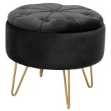 Taburet, rotund, cu spatiu depozitare, catifea, negru, max 80 kg, 38x33&nbsp;cm, Caro, Akord, Akord Furniture Factory
