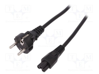 Cablu CEE 7/7 (E/F) mufe IEC C5 mamă 1,2m negru 10A 250V DIGITUS foto