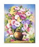 Cumpara ieftin Tablou vaza cu flori pictat manual, Din gradina bunicii, 50x40cm ulei pe panza