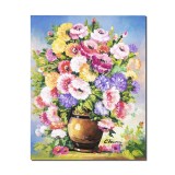 Tablou vaza cu flori pictat manual, Din gradina bunicii, 50x40cm ulei pe panza